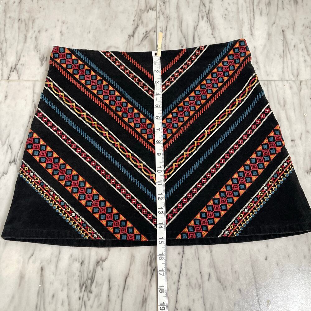 Rockin C Embroidered Mini Skirt Women’s Large Black Southwestern Boho Cotton - Picture 8 of 11